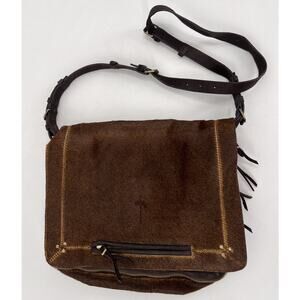 Jerome Dreyfuss Albert Ponyhair Brown Leather Crossbody Messenger Bag Purse